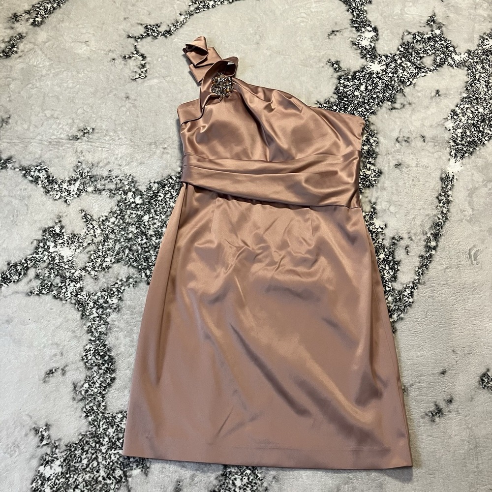 Cachet Dress Womens Size 12 One Shoulder Rose Gold Embellished‎ Homecoming